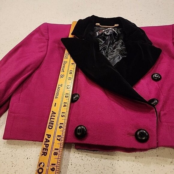 Escada Margaretha Ley Bright Pink Wool Short Blazer Jacket Black Velvet Trim 40 - Picture 5 of 8